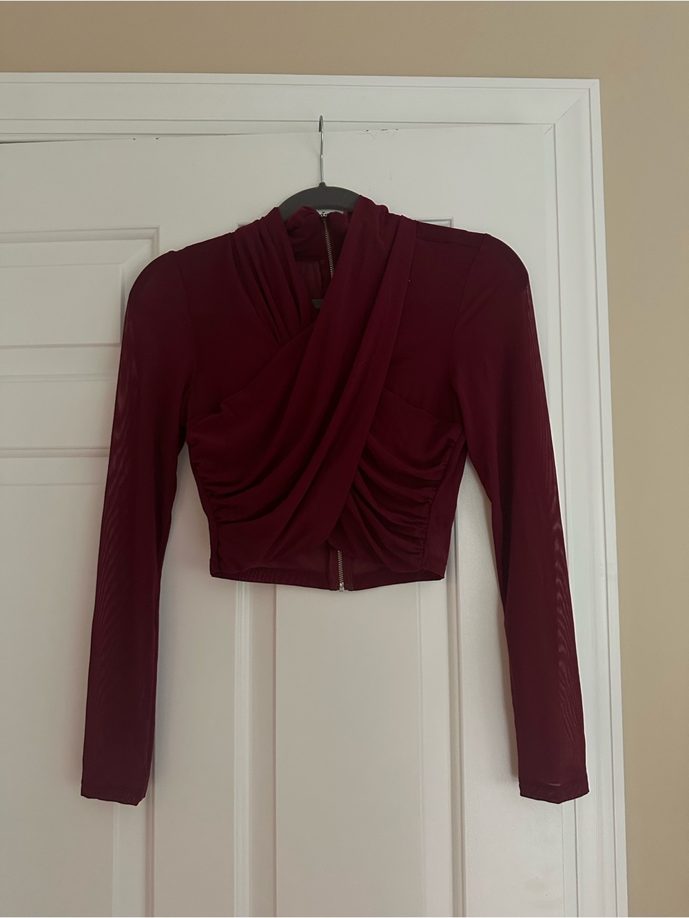 Burgundy Bardot Top Size M